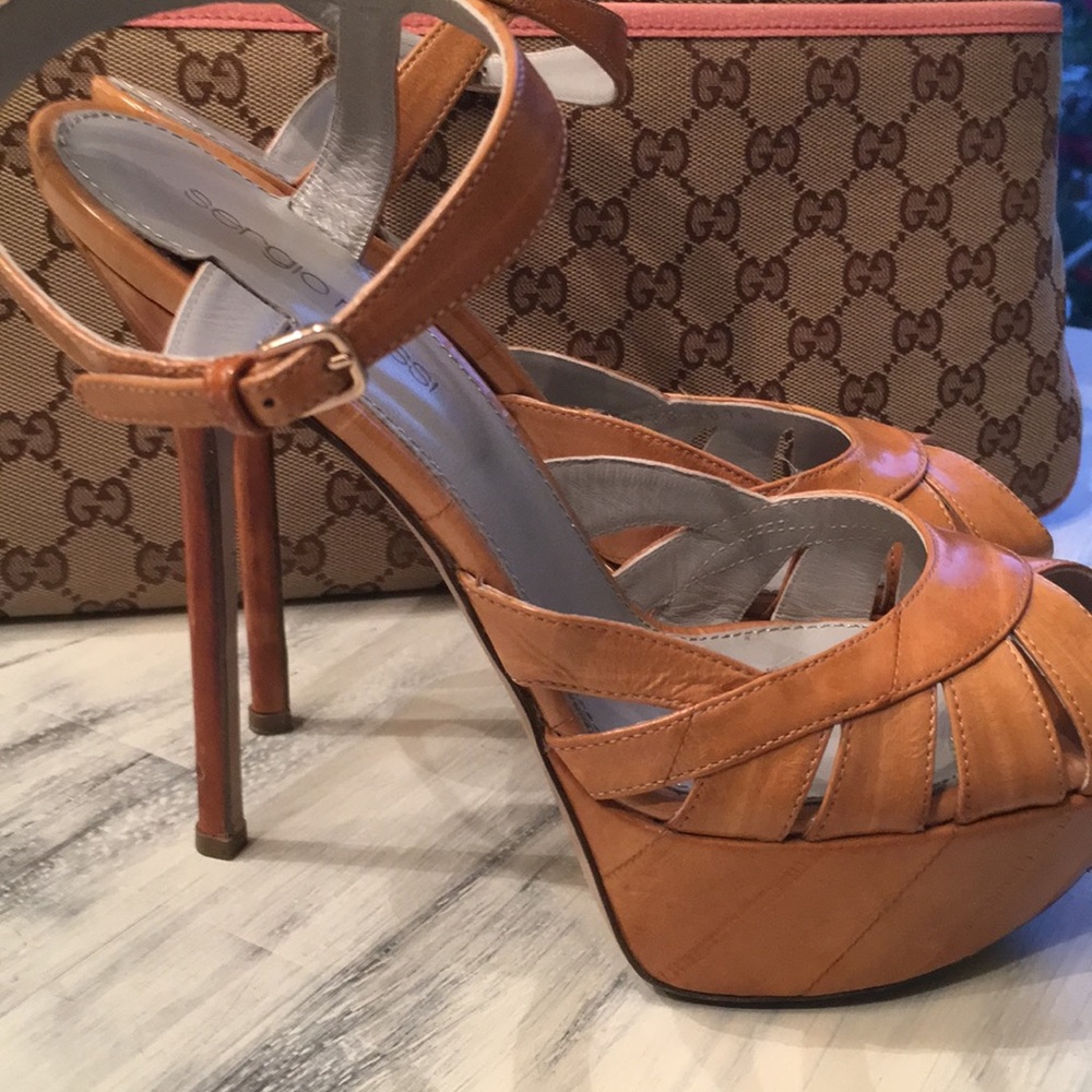 Sergio Rossi Eel Skin Cage Sandals